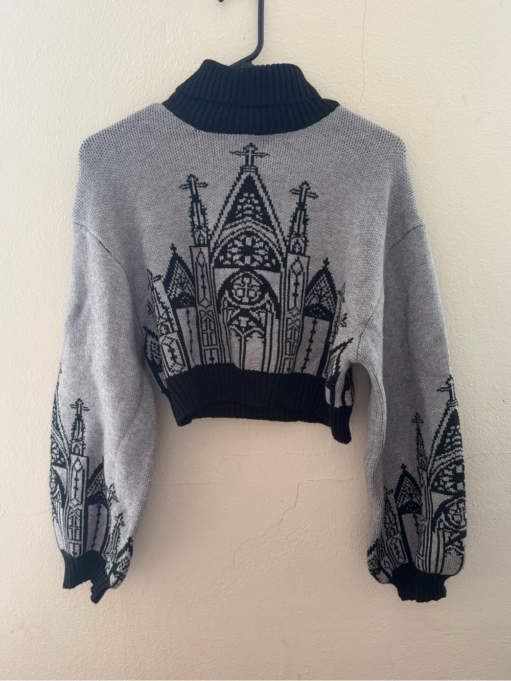 Vintage Cathedral Crop Turtleneck Sweater